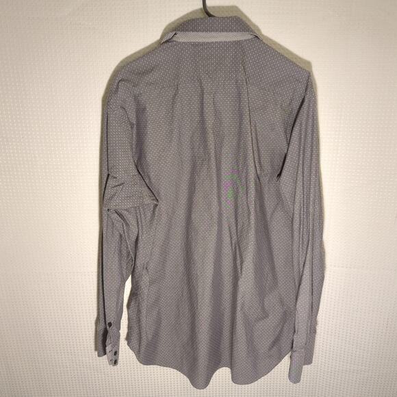 Thomas Dean XL Gray Polka Dot Long Sleeve Dress Shirt Men 100% Pima Cotton - Picture 4 of 5